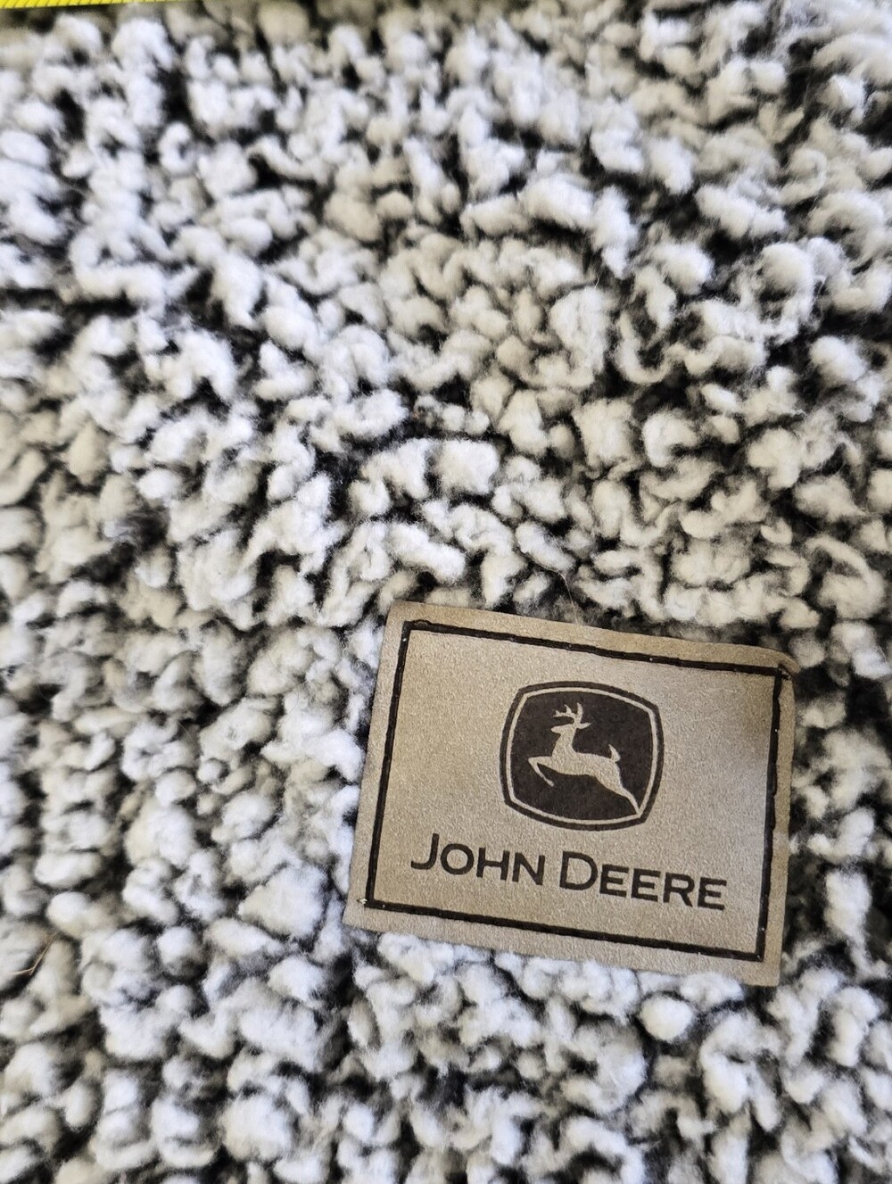 John Deere Sherpa Vest Jacket Cozy Oatmeal Heathered Black Fleece Full Zip Men L - Picture 6 of 16